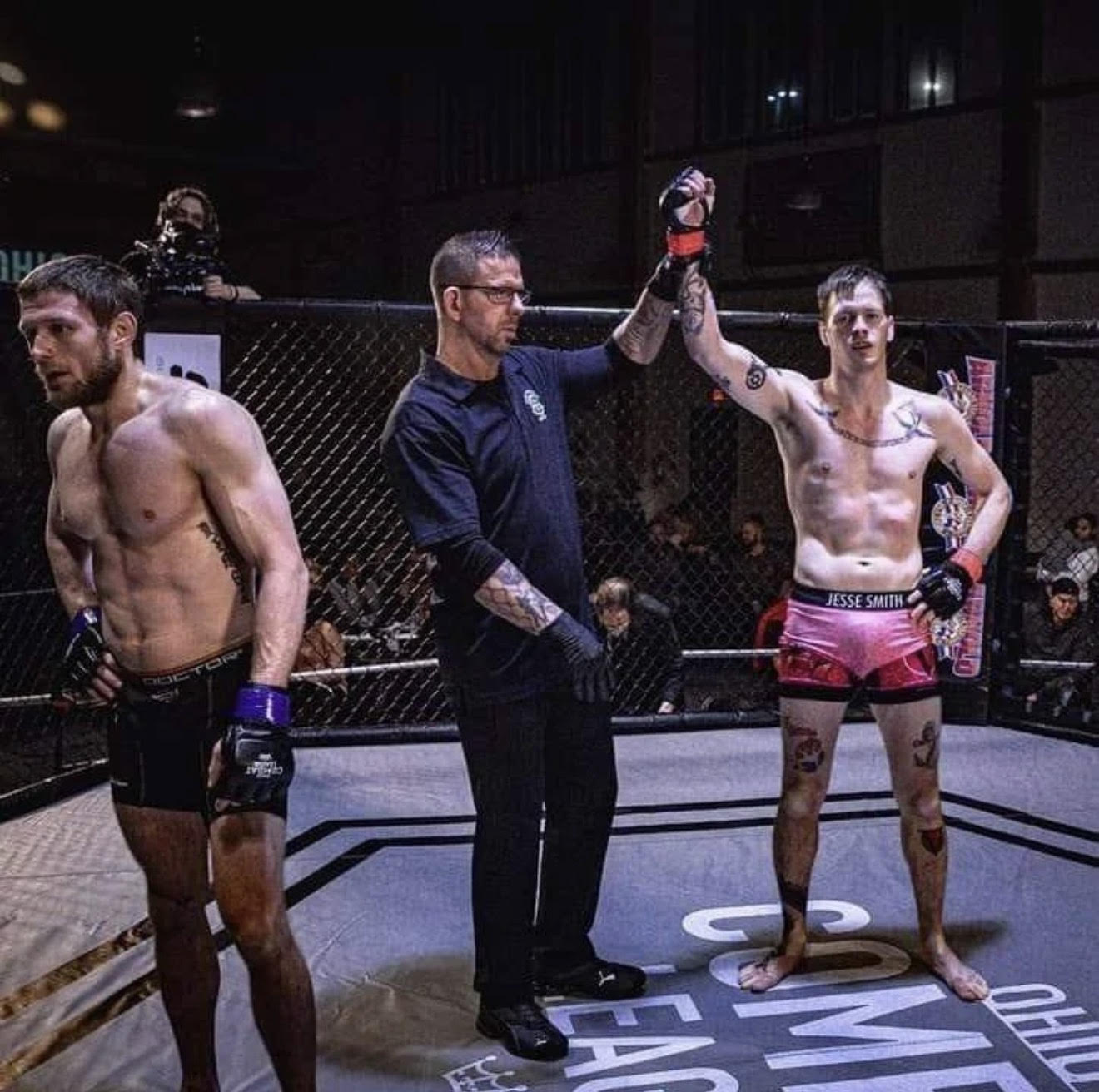 Jesse Smith declared the winner in the Ohio Combat League cage
